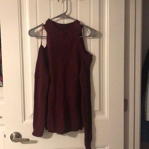 Burgundy off the shoulder sweater